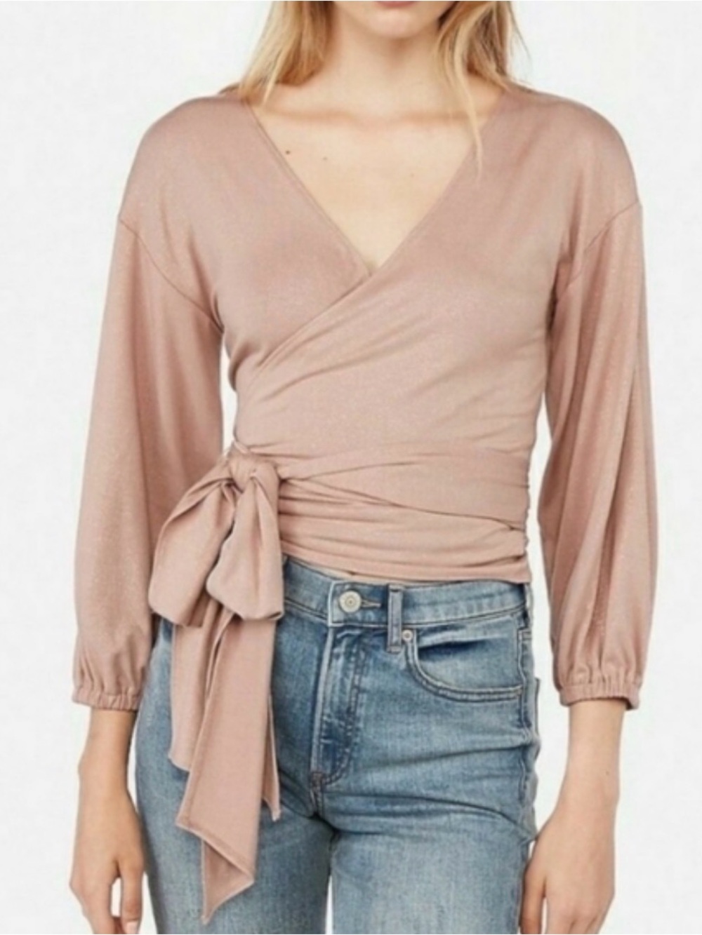 Express Mauve Wrap Tie Blouse